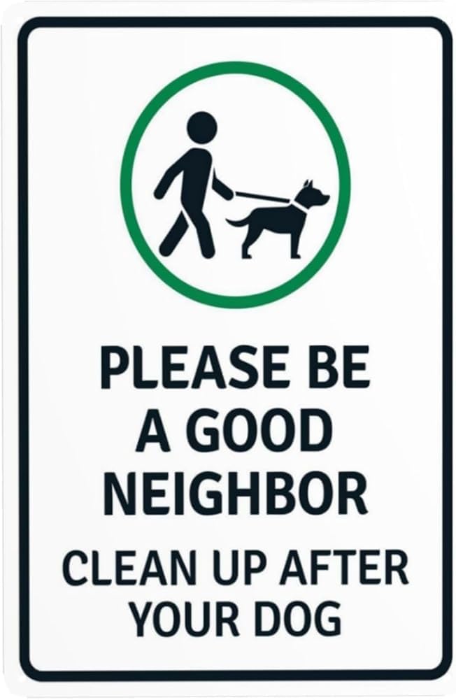 Please Be A Good Neighbor Clean Up After Your Dog With Symbol Warning Sign Clean Up Dog Poop Security Metal Signs For Business Garage Street Wall Safety Caution Decor Gift For Women Men 8x12 Inch