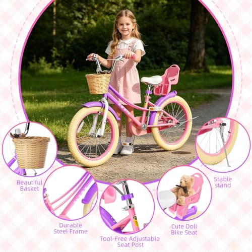 Image of Glaf Girls Bike Bicycle for 2-12 Years Old 12 14 16 20 inch Kids Toddler Bike with Training Wheels and Basket,Doll Seat, Kids Bike Bicycle for Gift