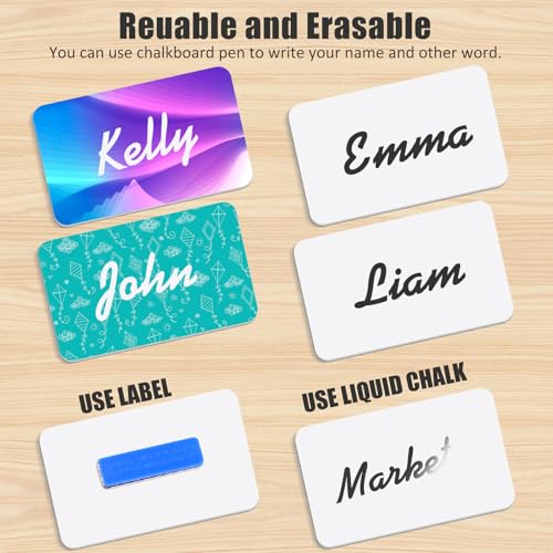 Image of Chinco 50 Sets Magnetic Name Tags 3.4 x 2.1'' Magnet Badge Holder DIY Blank Name Tags Personalized and Reusable Magnetic Backing for Office School Supplies(Blue)