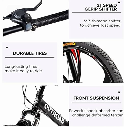 Outroad 26 Inch 21-Speed Dual Suspension Foldable Mountain Bike