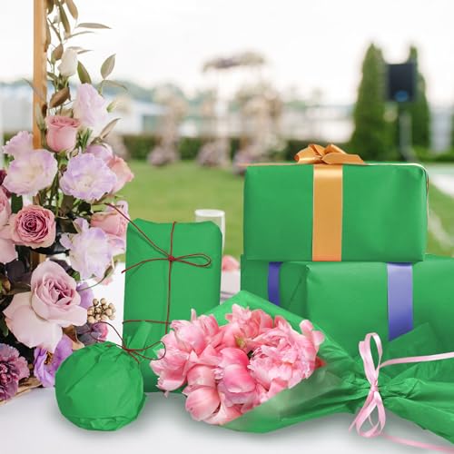 Image of 120 Sheets 20 inchX14 inch Green Tissue Paper for Gift Bags Wrapping, Art Tissue Paper Bulk for Weddings Birthday Party Crafts Decoration