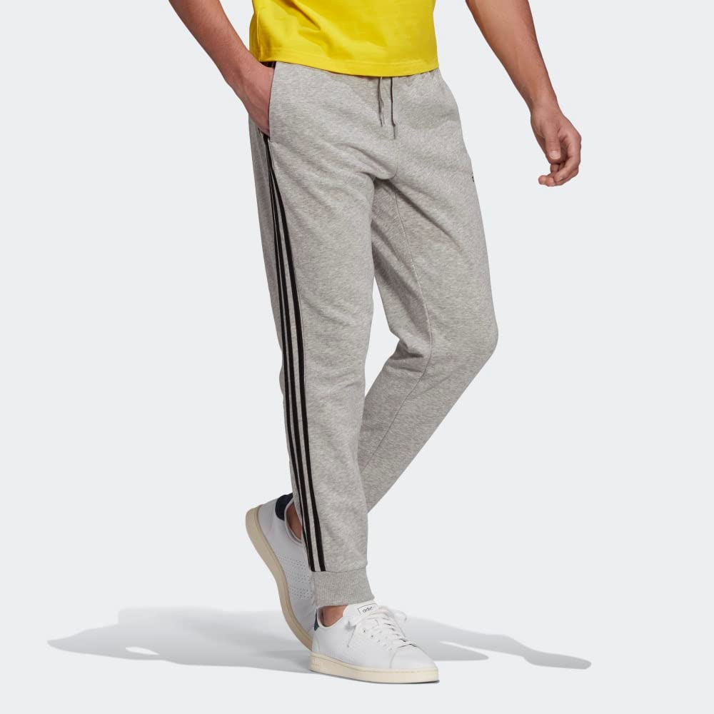 adidas Męskie spodnie Essentials French Terry ze zwężanymi mankietami z 3 paskami
