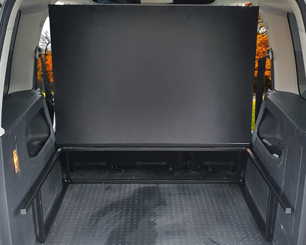 BREMER SITZBEZÜGE Multiflexboard pieghevole compatibile con VW Caddy dal 2003 al 2022 - Estensione per letto da campeggio, per camper e camper, altezza ca. 31 cm, con console di colore nero