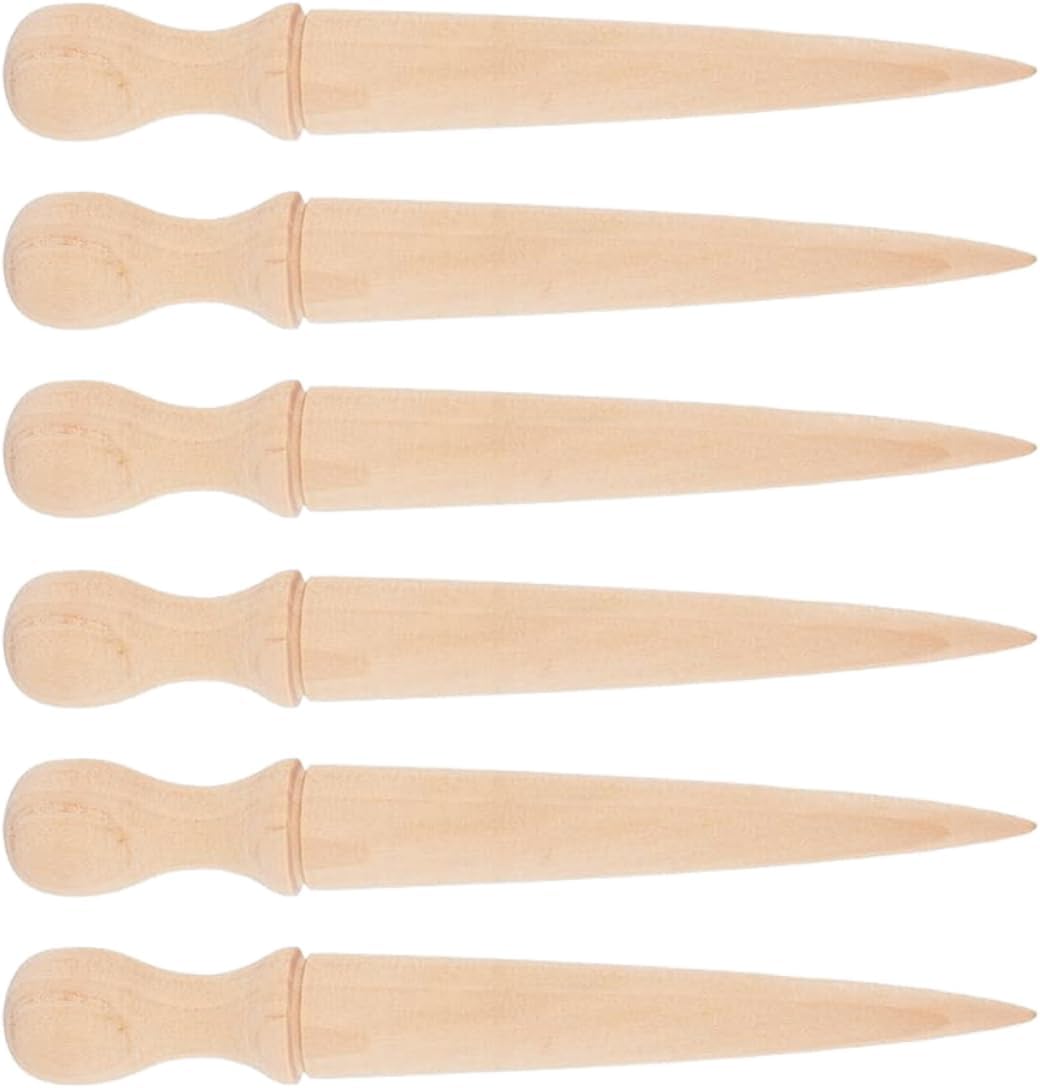 6pcs Wooden Garden Hole Puncher Tool Soil Digger for Planting Gardening Equipment Comfortable Wooden Handle