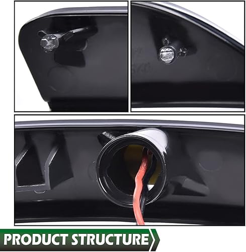 Vista 5 de GRAND ORANGE Luz de marcador lateral compatible con Chrysler 200 2015-2017 marcadores de lente ahumada delantera izquierda y derecha, lámpara