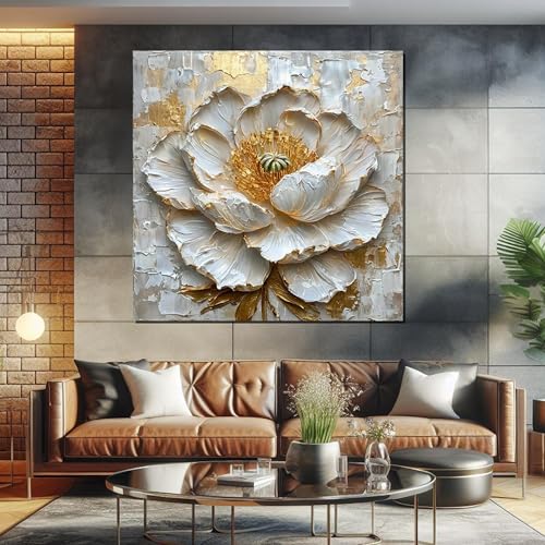 Art floral pivoine blanche XINBAO pour habiller un petit mur vide 30x30cm