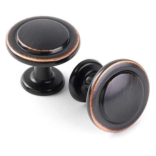 KOOFIZO Round Cabinet Knobs Oil Rubbed Bronze Cabinet Pulls, Dia.