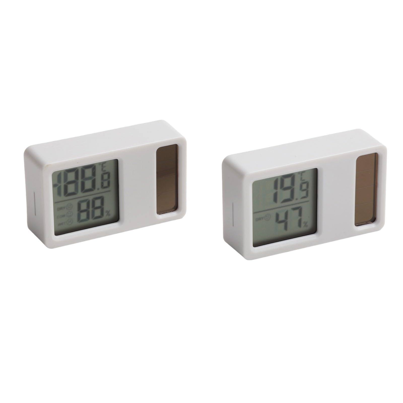 Solar Powered Digital Thermometer and Hygrometer for Home, Compact Indoor Temperature Humidity Meter with Easy Read Display, White, 2 Pack