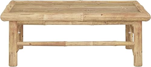 Miniatura 4 de Tidyard Mesa de jardín de bambú para patio, mesa auxiliar para terraza, balcón, patio trasero, muebles de exterior 25.6 x 25.6 x 11.8 pulgadas