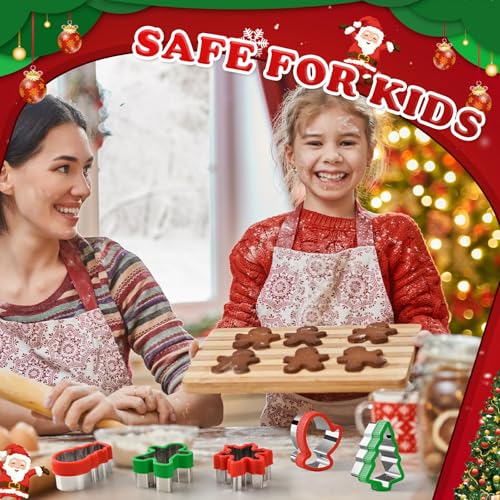 Christmas Cookie Cutters Set, 5 Piece Holiday Biscuit Cutters with Comfort Grip for Xmas Party Supplies/Favors - Image 2