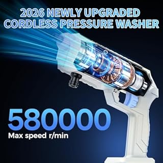 Cordless Pressure Washer, 1800PSI Pressure Electric Pressure Washer with Brushless Motor, 21V Battery×2 & Charger, Portable Handheld Power Washer with 6-in-1 Nozzle & Foam Cannon for Home