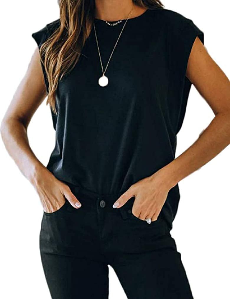 Qearal 2021 Women's Summer Basic Tee Short Sleeve Tops Casual Loose T-Shirts with Pocket