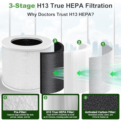 PINREK 2-Pack Core Mini H13 True HEPA Replacement Filter, view 4