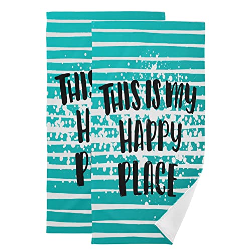 Susiyo Towel Sets 2 Pack, This Is My Happy Place Blue Bath Hand Towels Soft Absorbent Quick Dry For Bathroom Beach Kitchen Gym Travel #TOP11