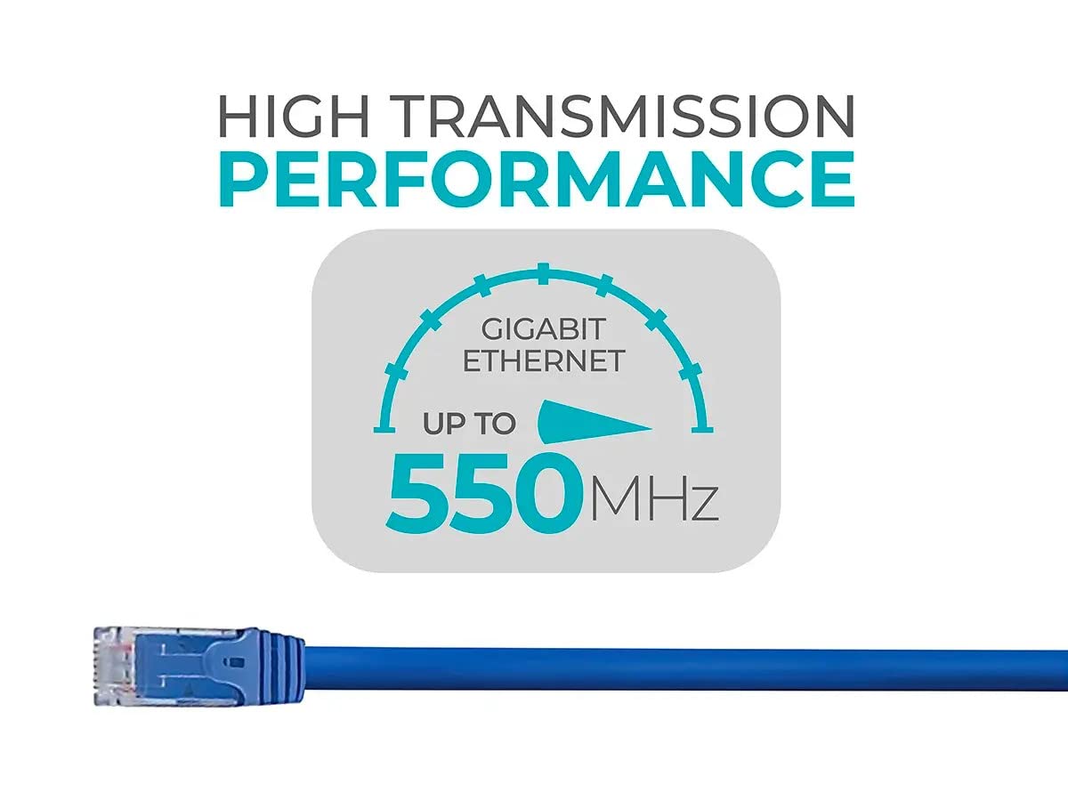 Monoprice Cat6 Ethernet Patch Cable Bundle - 12-Pack 2 Feet & 12-Pack 1 Foot - Blue Flexboot Series