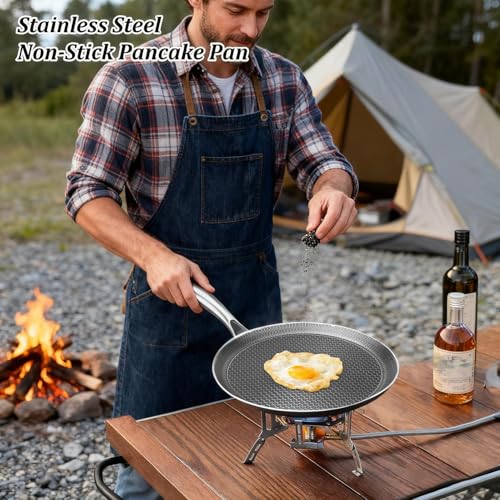 Poêle de cuisson plate en acier inoxydable premium avec structure alvéolée durable - 3