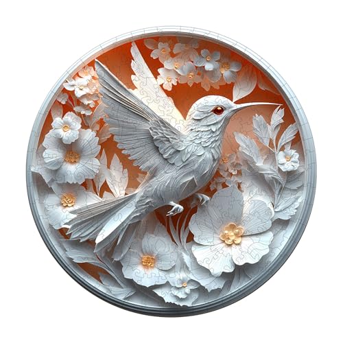 Wooden Puzzles for Adults, 3D Paper Hummingbird Wood Puzzles Adult, Unique Animal Shaped Wooden Jigsaw Puzzle, Creative Gifts for Friends/Family/Puzzle Lovers,Home Decor(S-8.5 * 8.5in 100pcs)