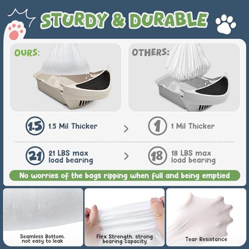 Pacote com 120 sacos de lixo robô 3 e 4 sacos de lixo, 1,5 mils de espessura com cordões de 1,5 mm d