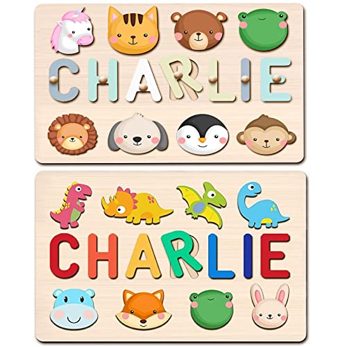 Funnli Wooden Personalized Name Puzzle For Kids Toddlers - Custom Name Puzzle Baby Gifts For Kids - Christmas Birthday Gifts For Babies - Early Learning Toys For Baby Boy And Baby Girl #TOP14
