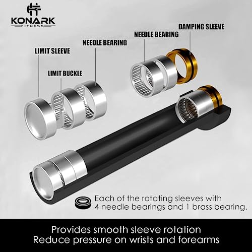 Image of Konark Fitness 7 Feet Olympic Barbell /Rod Heavy Weight Lifting Training Knurled Grip for Gym Workout (28 mm Internal Dia AND 50mm Outer Dia) with Two Springs Collar (7 Feet 20KG)
