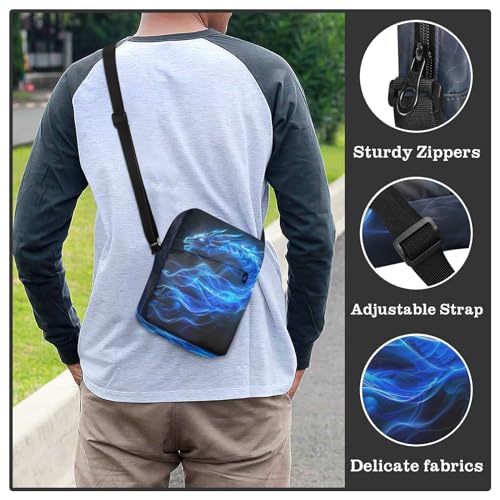 Crossbody Bag Blue Flame Dragon Messenger Bag for Women Men Purse Shoulder Bag Satchel Bag with Adjustable Strap 214B5577 6