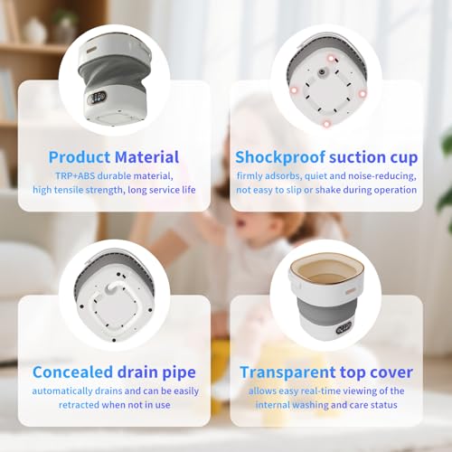 Mini Waschmaschine, 13L 2 in 1Faltbare Klein Waschmaschine Camping Mit Schleuder, Abnehmbarer Trockenkorb, 3 Modi Tiefenreinigung Portable Washing Machine Für Schlafsäle, Wohnmobil, 2,5 kg Leicht