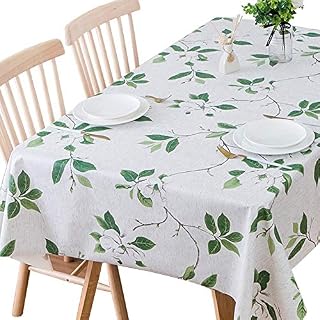 Plenmor Table Cloth Wipeable PVC Tablecloth Waterproof Wipe Clean Plastic Vinyl Table Cover Protector Rectangular for Outdoor Picnic Party (Olive Branch, 137x185 cm)