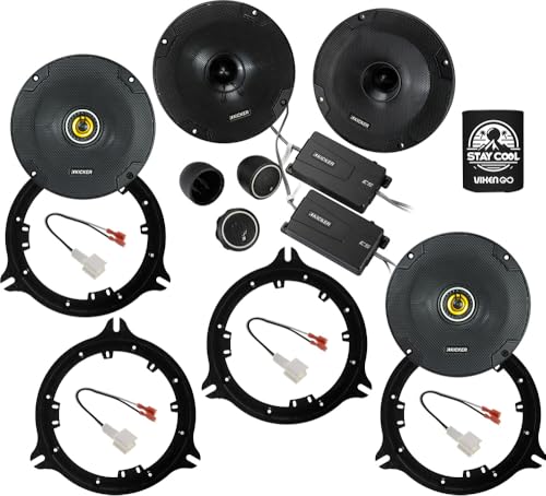 KICKER Speakers 6.5 inch for Nissan Murano 2015-2024 Upgrade Kit - 2 Pairs of CS Series with Adapters and Harness, Car Audio Front & Rear Door Speaker CSS654, 46CSS654 & CSC654, 46CSC654