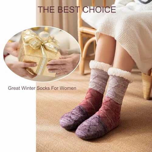 Image of Slipper Socks for Women with Gripper - Cozy Soft Thick Fuzzy Non Slip Indoor Home Grips Socks - Winter Non Slip Thick Fuzzy Socks