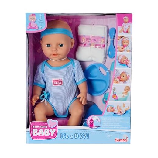 Simba - New Born Baby - Poupon Bleu Boit Fait Pipi - 43cm - Nombreux Accessoires Inclus - 105030044