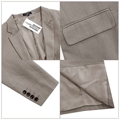 TURETRENDY Men's Casual Sport Coat Lightweight Linen Blazer One Button Business Suit Jackets Stylish Daily Suits Grey XL4