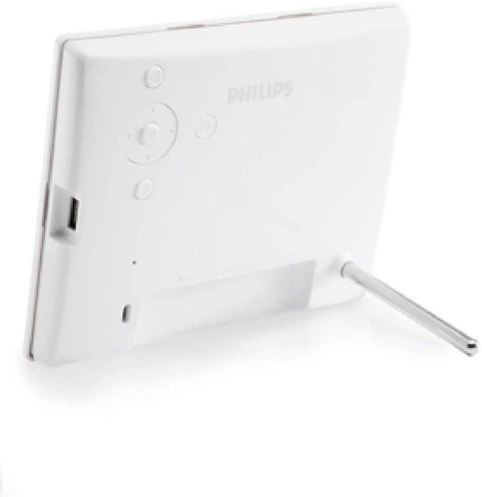 Back view of the Philips Digital Photo Frame showing ports and control buttons