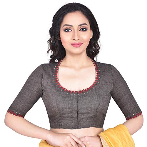 Image of RENE Women's Cotton Embroidered Half Sleeve Blouse