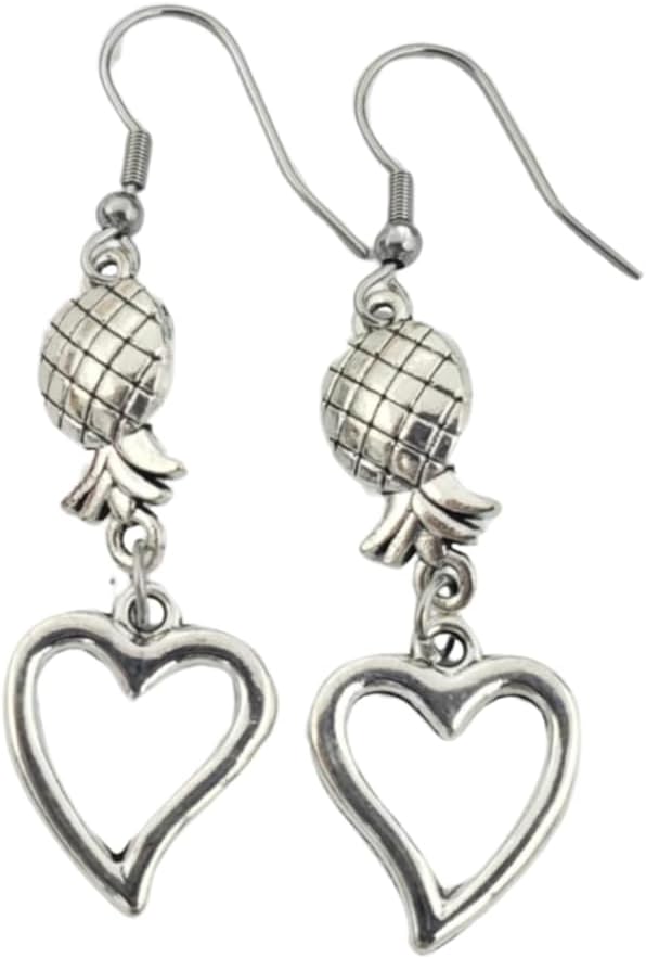 Upside Down Pineapple Jewelry, Upside Down Pineapple Earrings, Upsidedown Silver Earring for Couples, Valentines Day, Christmas for Wife