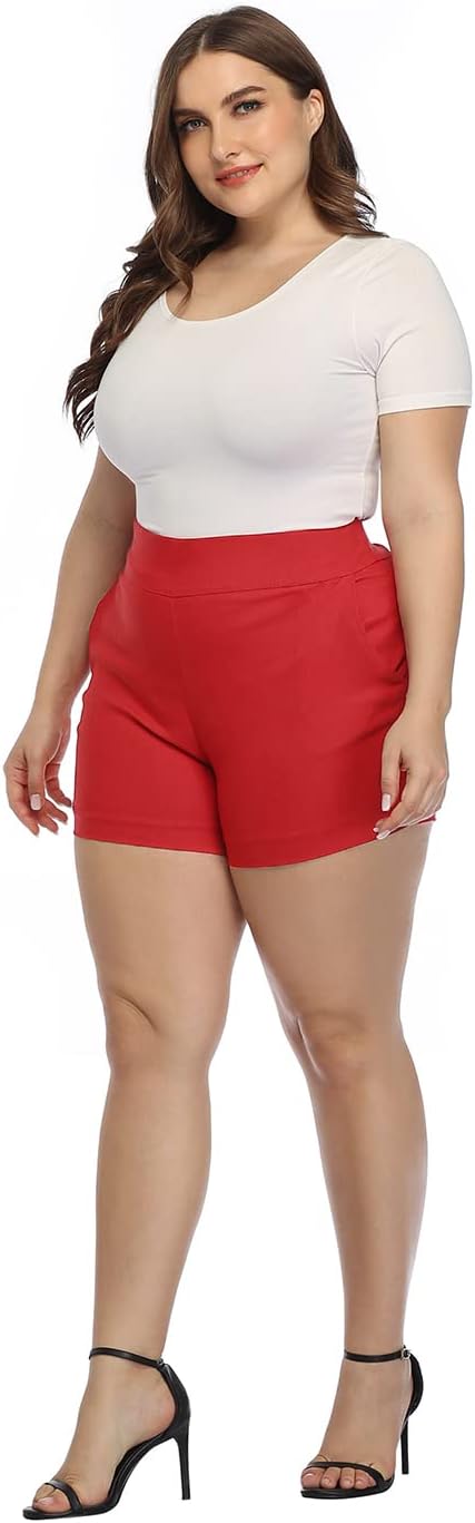HDE Women's Plus Size Chino Shorts High Waisted 4" Inseam Summer Casual Shorts - Image 6