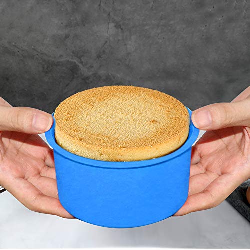 Silicone Mini Cake Molds 4 Inch Round Baking Pan Non-Stick Silicone Baking Mold Bakeware Pan Reusable Cake Pans for Mini Cake Mousse Dessert, Blue, Set of 6