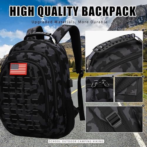 Houart 40L Camo Tactical Backpack for Boys with USB Type-C Port by Houart - Used condition - Image 5