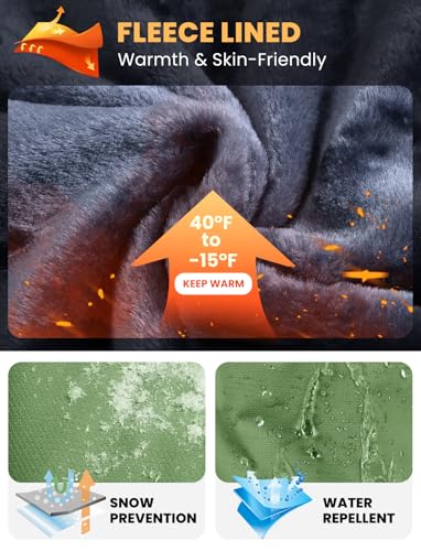 Image of TBMPOY Men's Winter Jackets Skiing Waterproof Snow Thick Fleece Lined Hooded Utility Cold Weather Warm Outdoor Ice Work