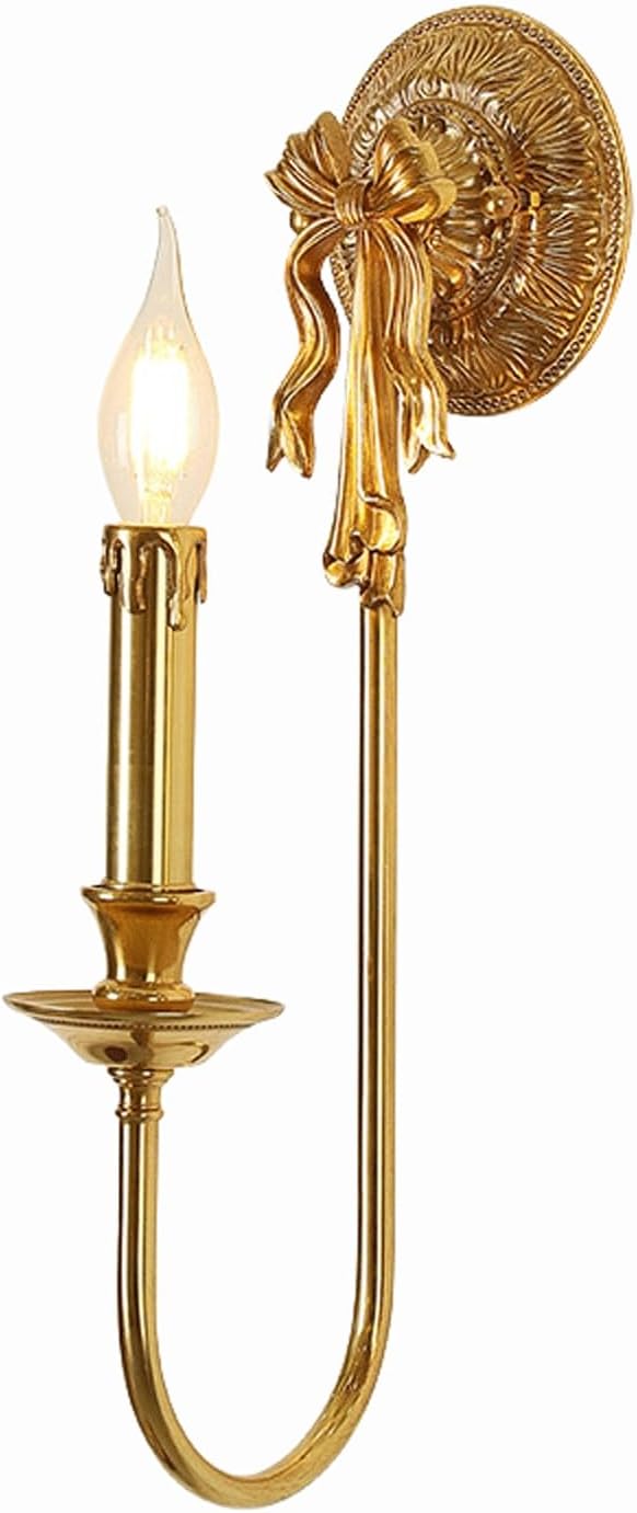 Luxury European Classic Wall Sconce Solid Brass & French Style Wall Lamp Wall Mounted Fixture for Living Room Apartment Dressing Table Kitchen Bedroom Foyer Elegant Creative Decoration