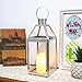 JHY Design Silver Decorative Lanterns 16inch High Stainless Steel Candle Lanterns with Tempered Glass for Indoor Outdoor Events Parities and Weddings