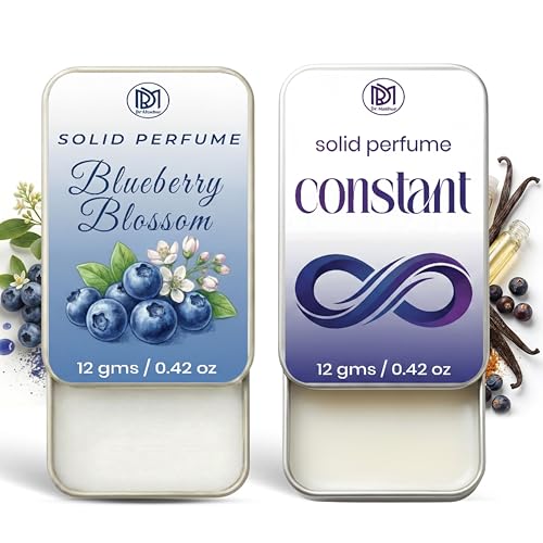 Image of Dr.Mashur Solid Perfume |blueberry blossom&Constant Alcohol Free Wax Perfume Balm, Long Lasting | Pocket Tin 12g, Pack Of 2| Non Greasy Smooth Glide, Travel Friendly Unisex