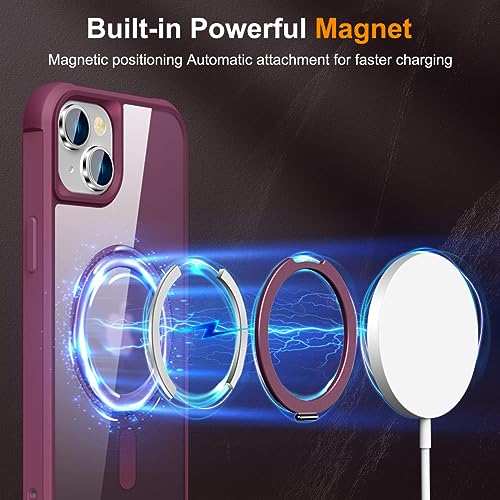Image of Compatible with iPhone 15 Case with Stand 6.1 inch,Wine Red