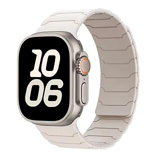 UniqTry Dual Color Silicone Strong Magnetic Sport Watch Strap Band Compatible with 42/44 / 45/46 / 49mm Bands Lightweight & Comfortable For Apple Watch ultra 3 2 11 10 9 8 7 6 5 4 SE 3 - Brown