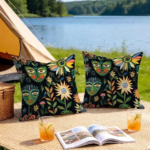Coussin extérieur imperméable 80x80 vert abstrait pour grand canapé de jardin - 8