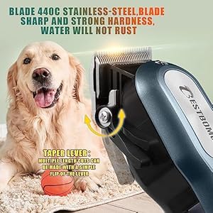 BESTBOMG Professional Dog Grooming Clippers for Thick Heavy Coats Low Noise High Power Rechargeable LED Display Cordless Pet Shaver for Small & Large Dogs Cats