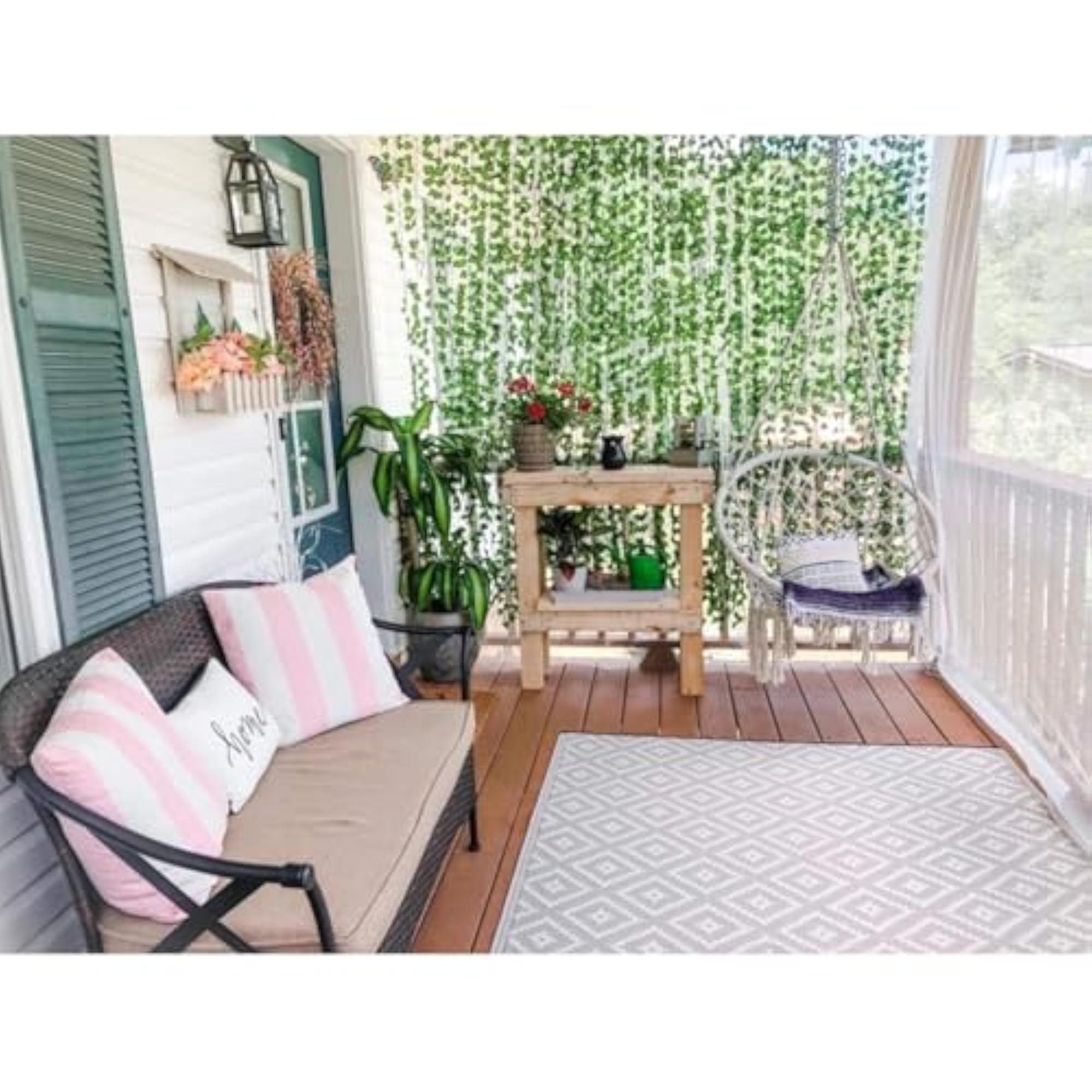 Artificial Ivy Leaves Garland Hanging Vine, Green, 3-Pack