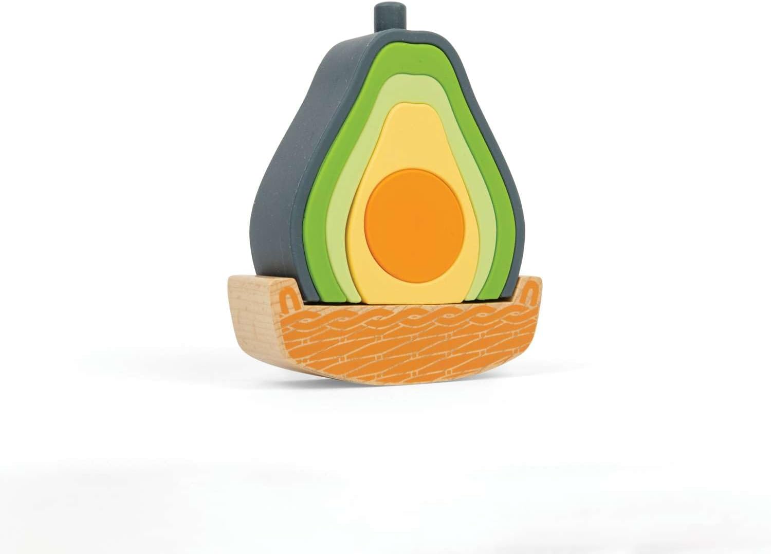 Bigjigs Toys Rocking Avocado - 6 Piece Silicone Stacking Toy, Avocado Gifts, Sensory Toys, Stacking Rings, Baby Toys 12 Months, Sustainably Made
