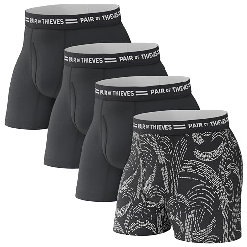 Pair of Thieves Men Every Day Kit Boxer Briefs | Underwear for Men | 4 Pack | Soft Tagless Cotton Spandex Blend | Moisture Wicking for the Gym Work and Daily Comfort | Everyday Boxer Briefs