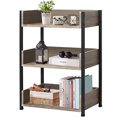 Vecelo 3-Tier Bookcase,Small Storage Shelves,Industrial Shelving Unit For Living Room,Bedroom,Classroom,Brown #TOP13