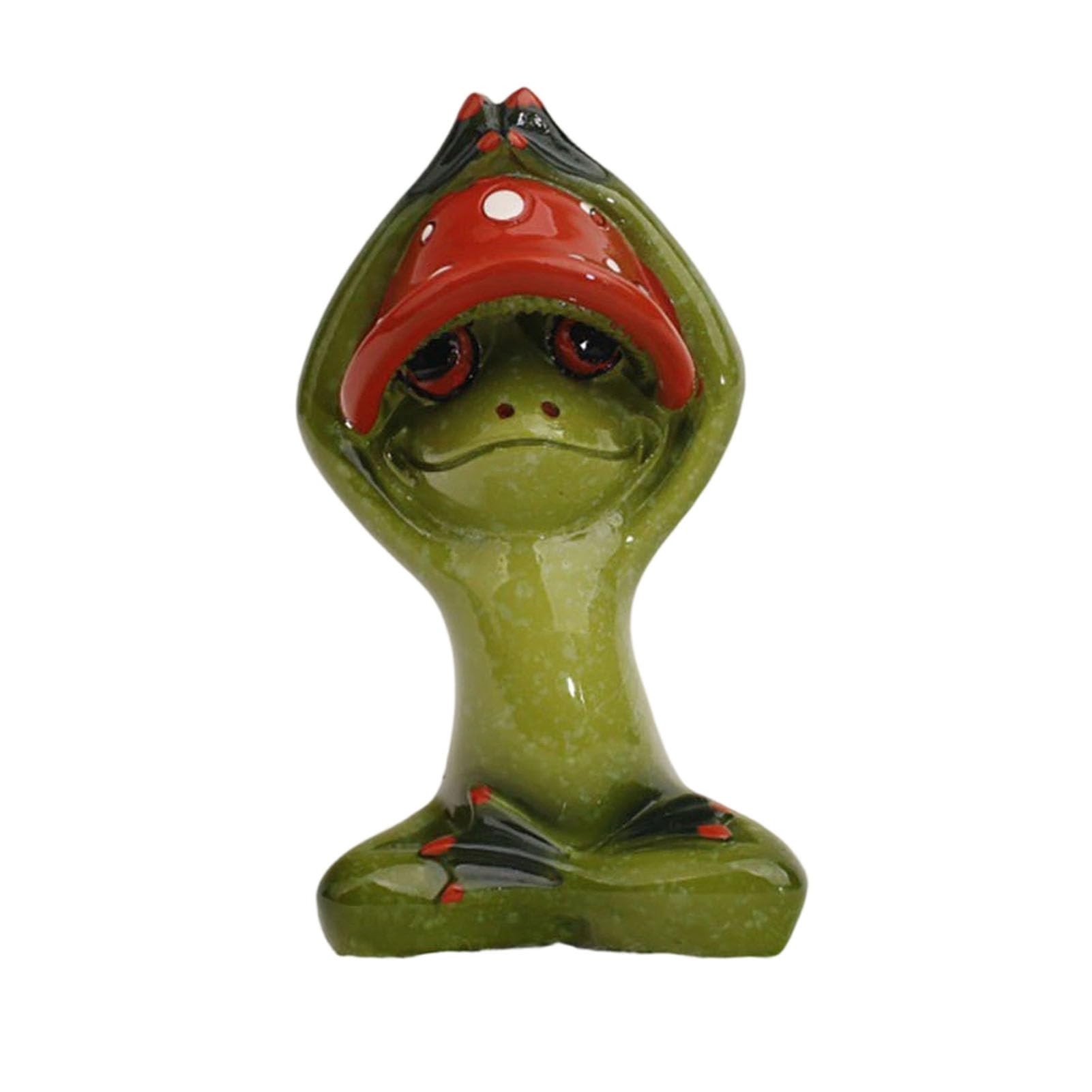 ZhzeYun Mushroom Frog Figurine, Resin Animal Statue for Home Office Decor